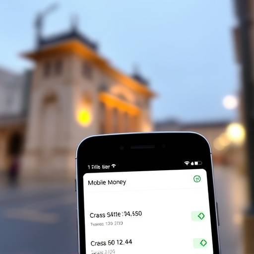 Screenshot of a mobile money app on a smartphone, showing transaction history