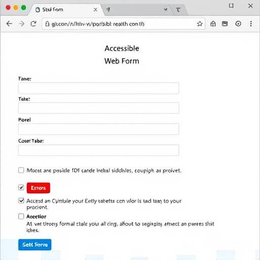 Screenshot of an accessible form on the Zindi Finance website, showing clear labels and error messages